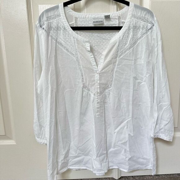 Chico’s white long sleeved tunic top - Picture 1 of 9